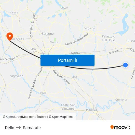 Dello to Samarate map