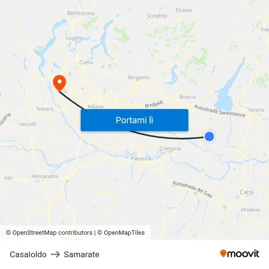 Casaloldo to Samarate map