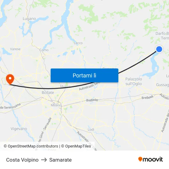Costa Volpino to Samarate map
