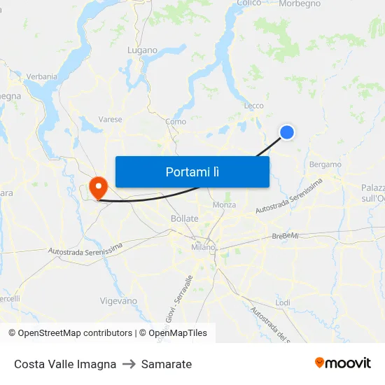 Costa Valle Imagna to Samarate map