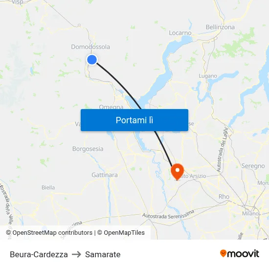 Beura-Cardezza to Samarate map