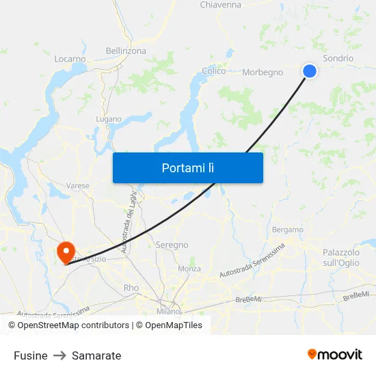 Fusine to Samarate map