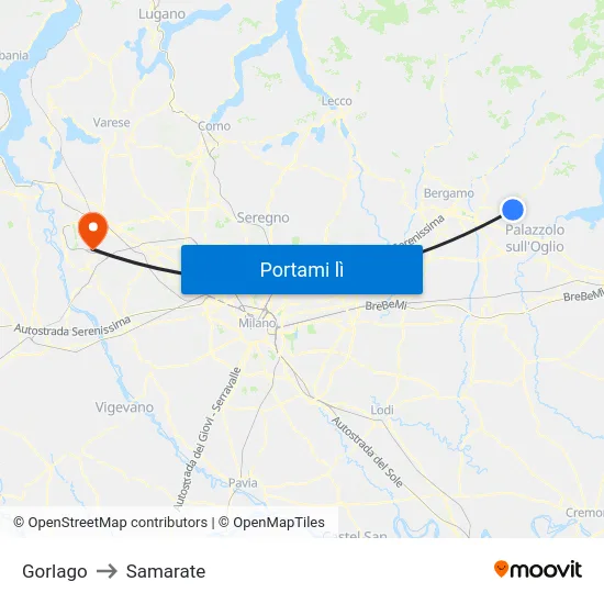 Gorlago to Samarate map