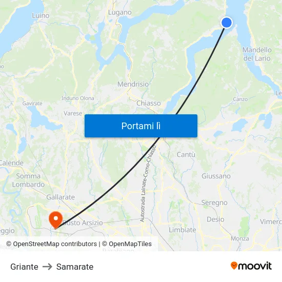 Griante to Samarate map