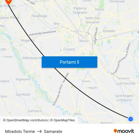 Miradolo Terme to Samarate map