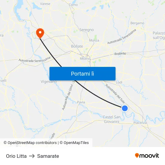 Orio Litta to Samarate map