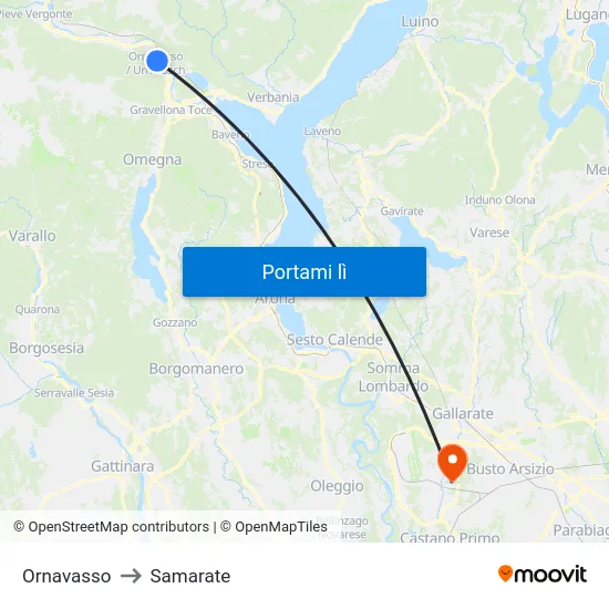 Ornavasso to Samarate map
