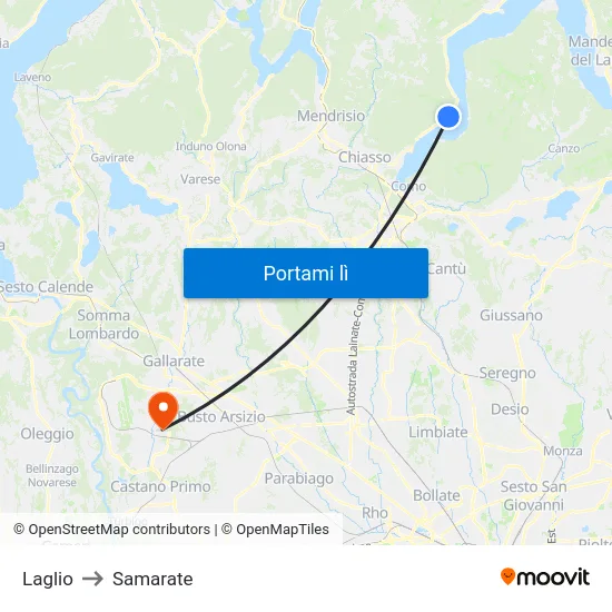 Laglio to Samarate map