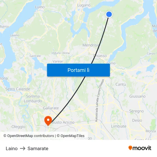 Laino to Samarate map