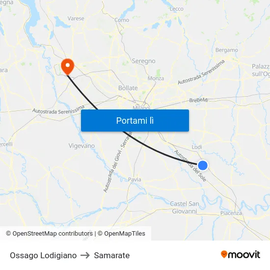Ossago Lodigiano to Samarate map