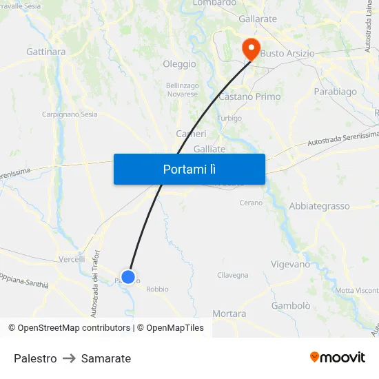 Palestro to Samarate map