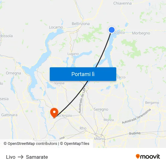 Livo to Samarate map