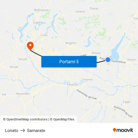 Lonato to Samarate map