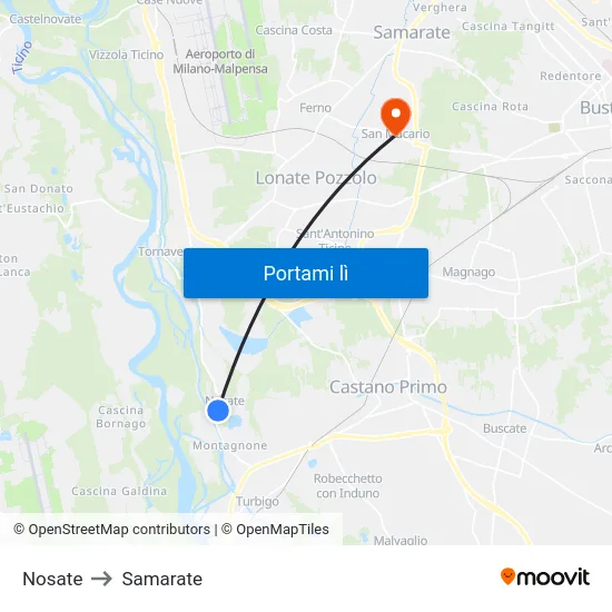 Nosate to Samarate map