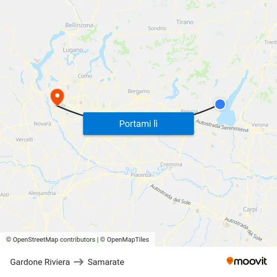 Gardone Riviera to Samarate map