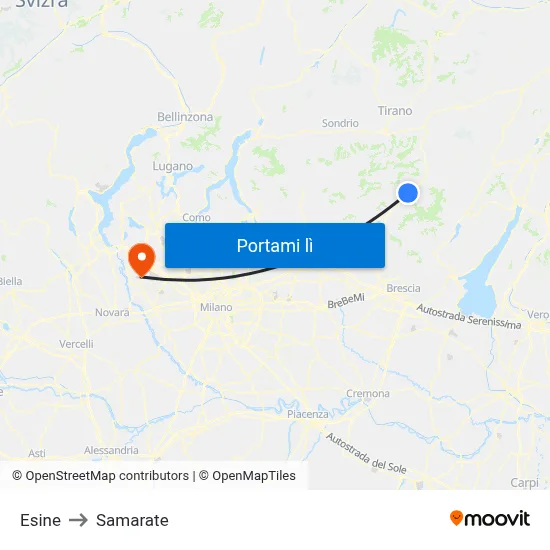 Esine to Samarate map