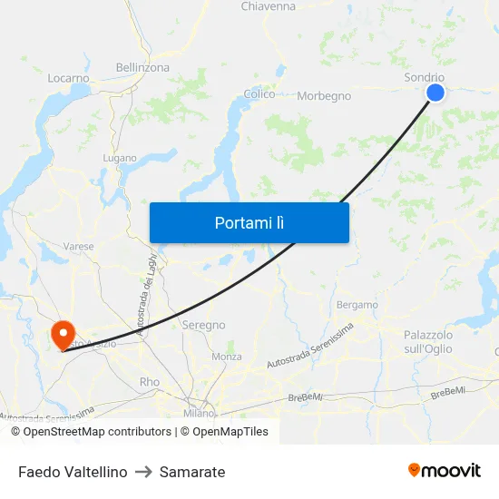 Faedo Valtellino to Samarate map