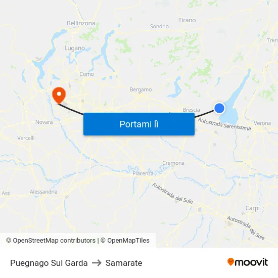 Puegnago Sul Garda to Samarate map