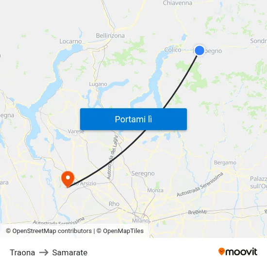 Traona to Samarate map