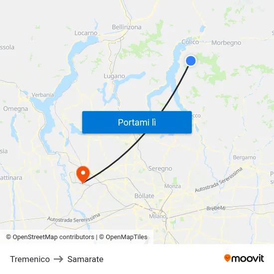 Tremenico to Samarate map