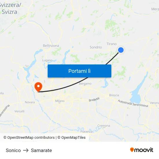Sonico to Samarate map