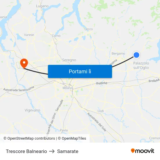 Trescore Balneario to Samarate map