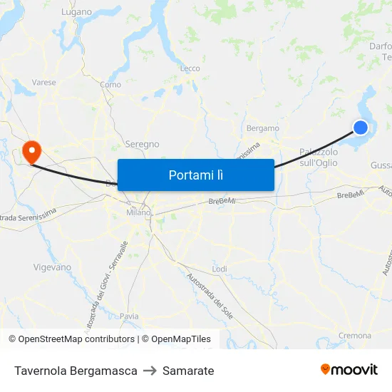 Tavernola Bergamasca to Samarate map