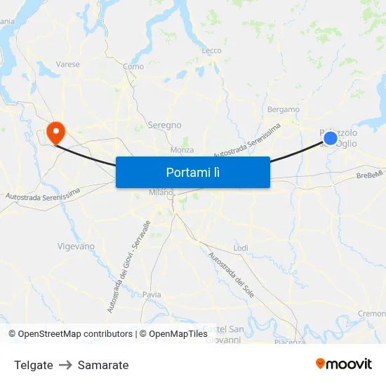 Telgate to Samarate map