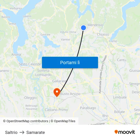 Saltrio to Samarate map