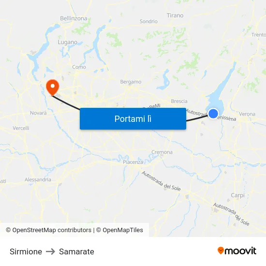 Sirmione to Samarate map