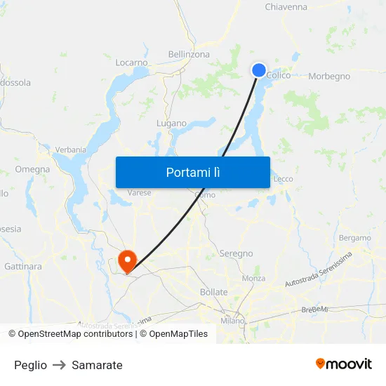 Peglio to Samarate map