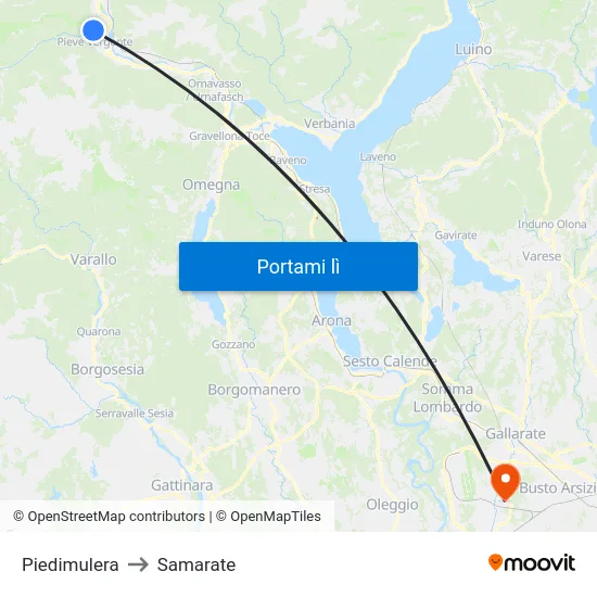 Piedimulera to Samarate map
