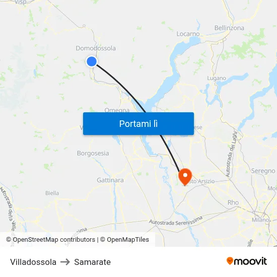 Villadossola to Samarate map