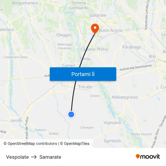 Vespolate to Samarate map