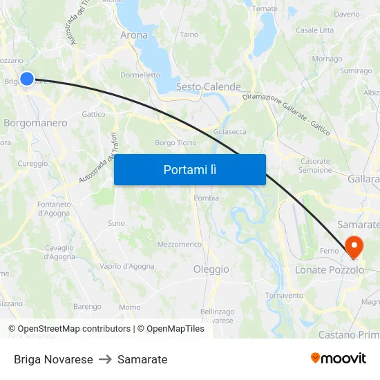 Briga Novarese to Samarate map