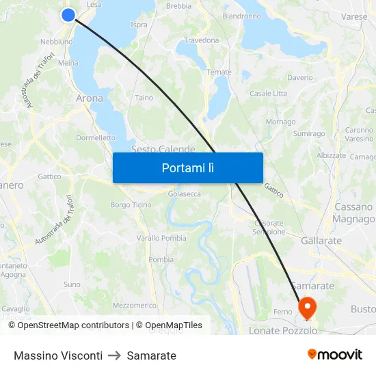 Massino Visconti to Samarate map