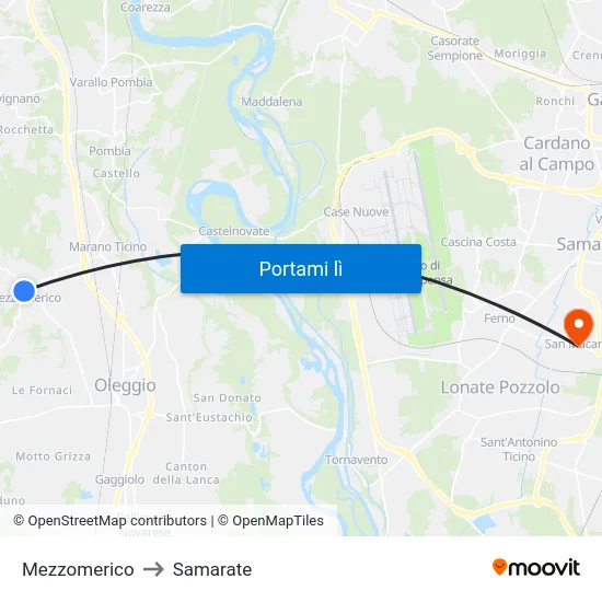 Mezzomerico to Samarate map