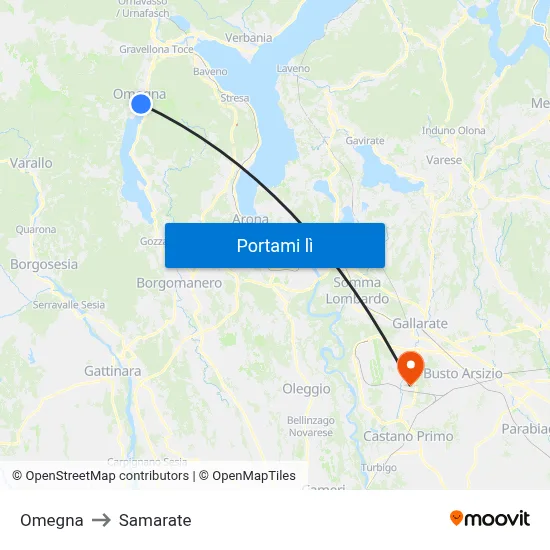Omegna to Samarate map