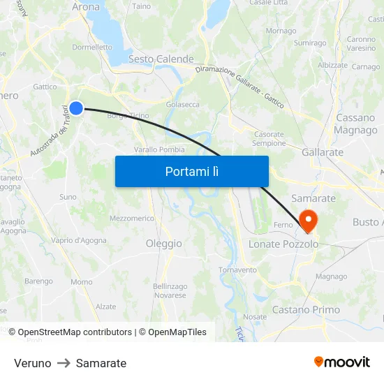 Veruno to Samarate map