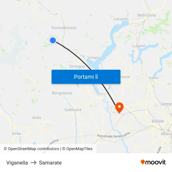 Viganella to Samarate map