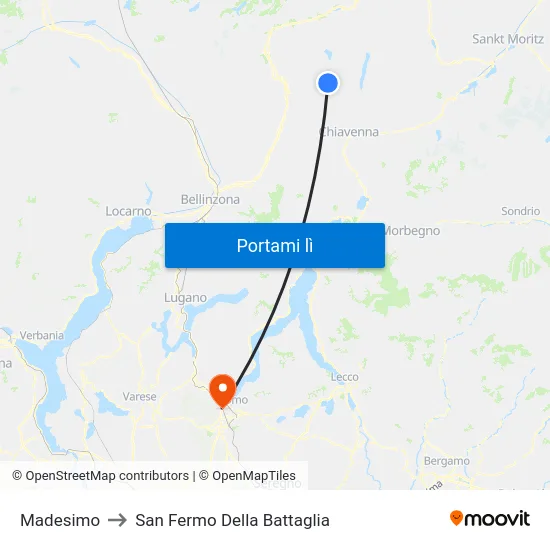 Madesimo to San Fermo Della Battaglia map