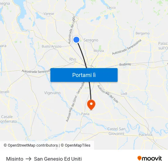 Misinto to San Genesio Ed Uniti map