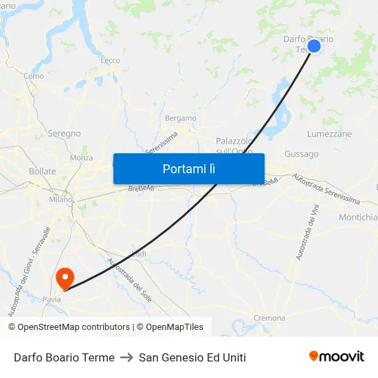 Darfo Boario Terme to San Genesio Ed Uniti map