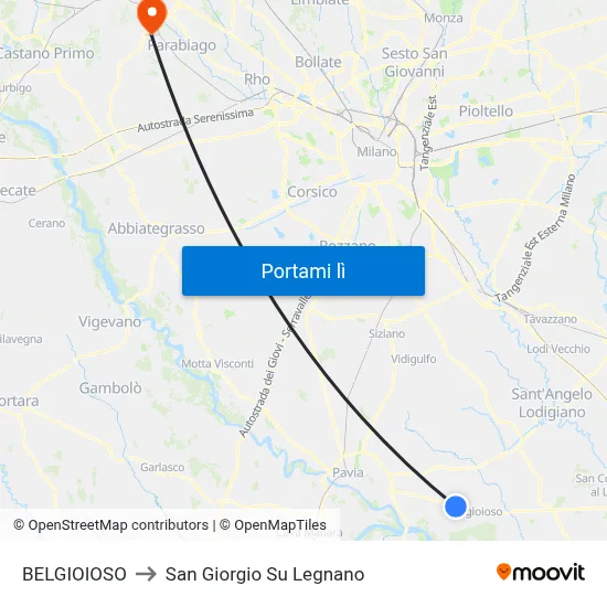BELGIOIOSO to San Giorgio Su Legnano map