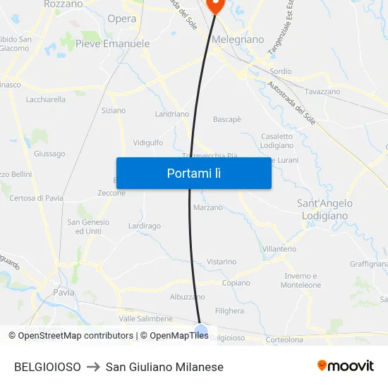 BELGIOIOSO to San Giuliano Milanese map
