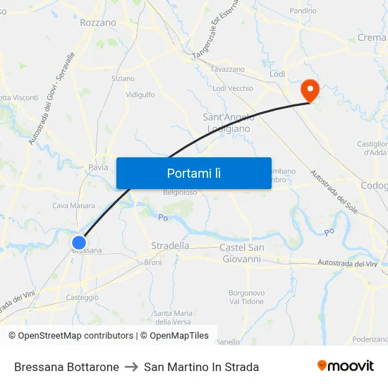 Bressana Bottarone to San Martino In Strada map