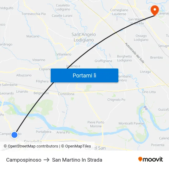 Campospinoso to San Martino In Strada map
