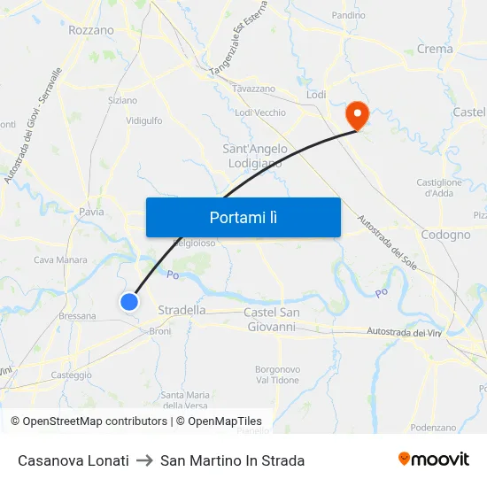 Casanova Lonati to San Martino In Strada map