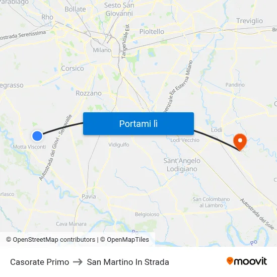 Casorate Primo to San Martino In Strada map
