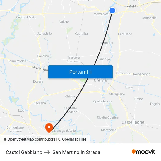 Castel Gabbiano to San Martino In Strada map